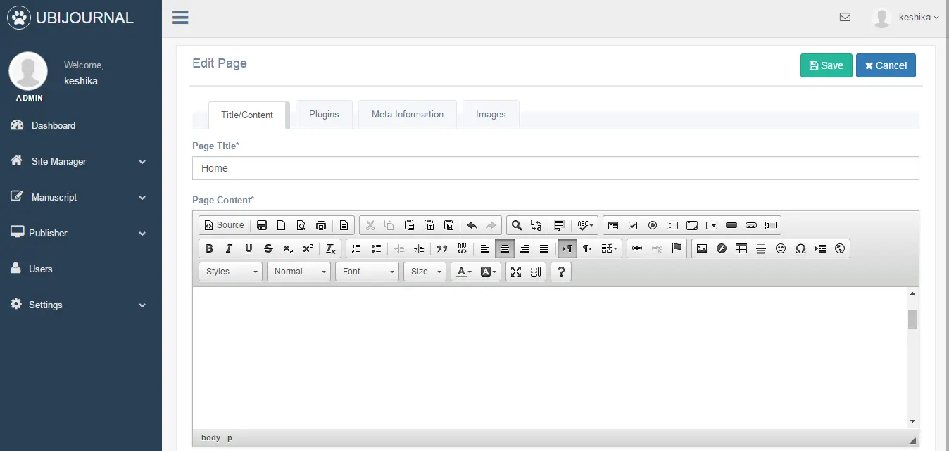 Decide Pages & put content
